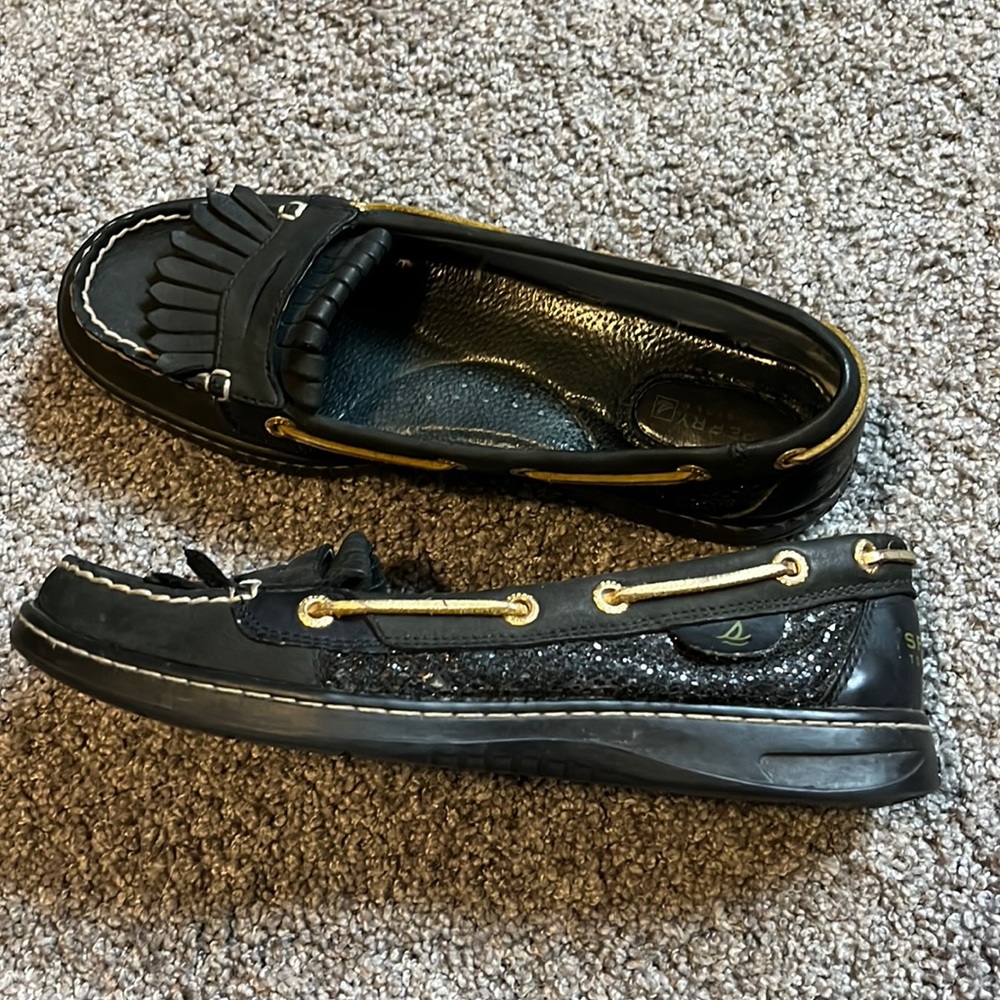 Black sparkly Sperrys